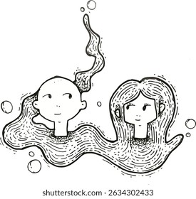 couple fall in love in water flow