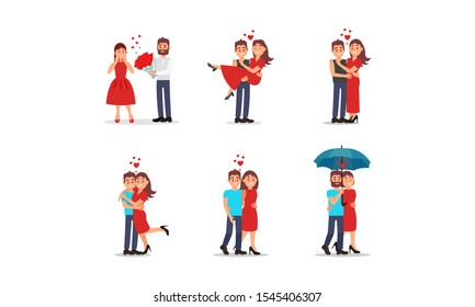 Couple Falling in Love With Each Other Vector Set