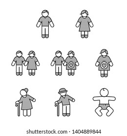 Couple Family and Baby Dots Icon Set