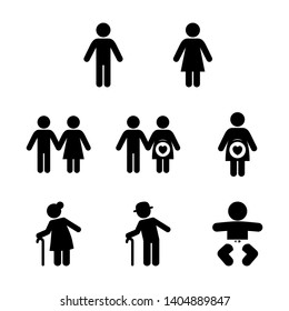 Couple Family And Baby Glyph Icon Set