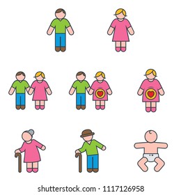 Couple Family and Baby Icon Set