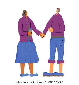 Couple. Family members. Friends standing together. Vector illustartion.