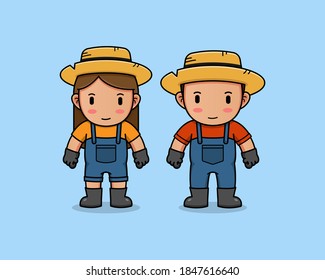 A couple farmer with straw hat