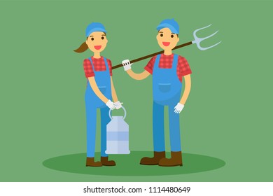 
couple farmer  vector illustration