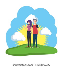 couple in the field characters