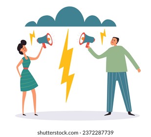 Couple fight argument people conversation family marriage argue concept. Vector flat graphic design illustration
