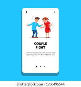 Couple Fight Scream, Man And Woman Conflict Vector. Angry Boy And Girl Couple Fight, Arguing, Shouting And Blaming. Characters Husband And Wife Screaming Web Flat Cartoon Illustration