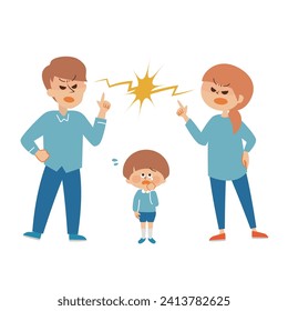 Couple fighting and children cute illustration material
​