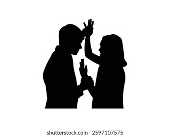 Couple Fighting icon vector. Couple Fighting Silhouette isolated white background. Vector Illustration