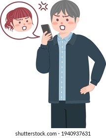 Ein Paar kämpft heftig auf ihren Smartphones.