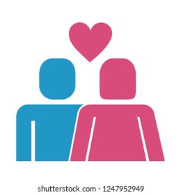 couple figure with heart silhouette icon
