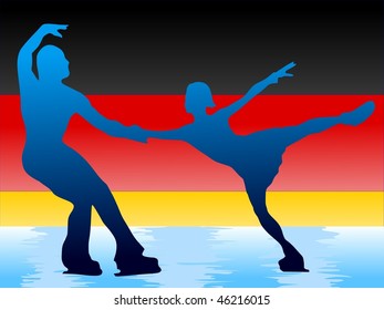 couple of figure skating on German flag background