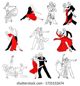 couple figures dancing tango rumba latinos 