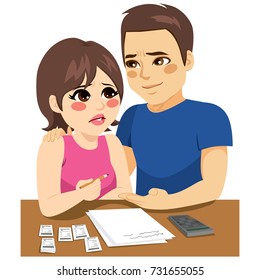 Couple with financial problems stressed at home