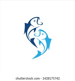 couple fish logo vector template