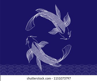 Couple of fish. Two Koi Carp design.