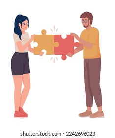 Couple fixing relationship semi flat color vector characters. Editable figures. Full body people on white. Supportive relation simple cartoon style illustration for web graphic design and animation