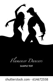 Couple of flamenco dancers silhouette. Vector illustration