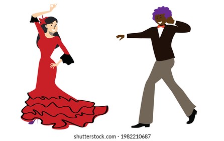 Couple of flamenco dancers. Vector illustration
