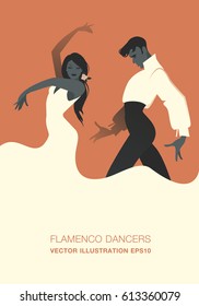 Couple of flamenco dancers. Vector Illustration