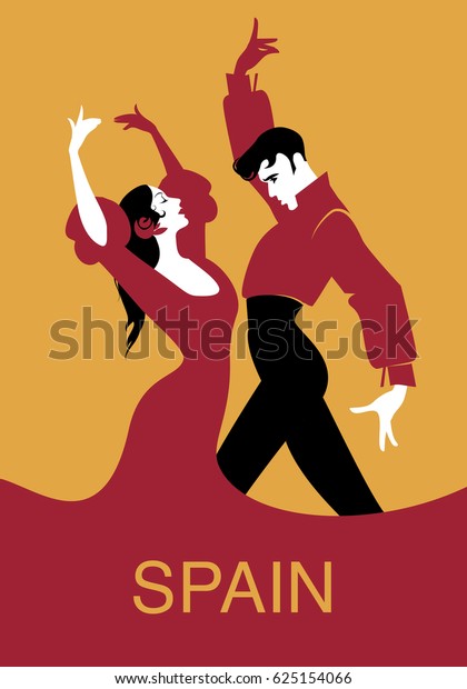 Couple of\
flamenco dancers. Vector\
illustration