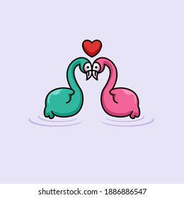 Couple flamingo in love Valentine's Day