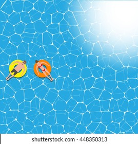 Couple floating on the beach with beautiful sea back ground vector illustration