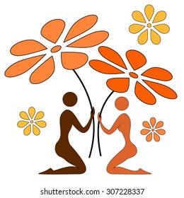 Couple with flower umbrella
