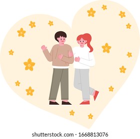 Couple with folded arms. People vector illustration