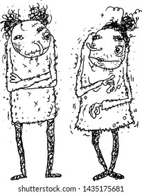 Couple of freaks. Vector doodle