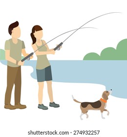 Download Couple Friend Man Woman Fishing Vector Stock Vector Royalty Free 274932257