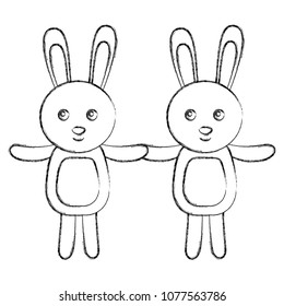 couple of friendly bunnies holding hands