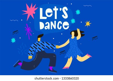 Couple of friends dancing retro rock-n-roll dance