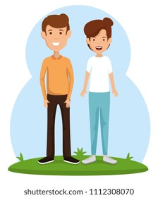couple friends happy characters