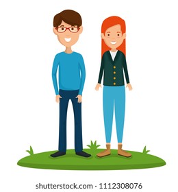couple friends happy characters