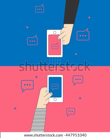 Couple or friends sending messages using smart phone wireless communications