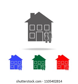 couple in front of the house icon. Elements of human family life in multi colored icons. Premium quality graphic design icon. Simple icon for websites, web design, mobile app on white background