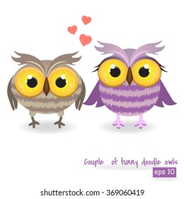 Couple of funny doodle owls