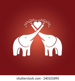 Couple of funny elephants in love