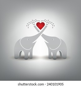 Couple of funny elephants in love