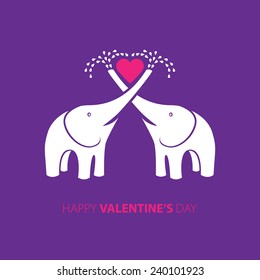 Couple of funny elephants in love