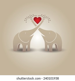 Couple of funny elephants in love