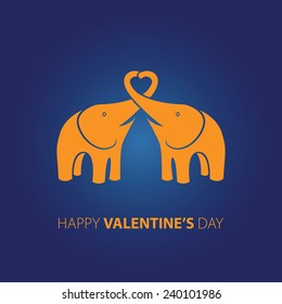 Couple of funny elephants in love