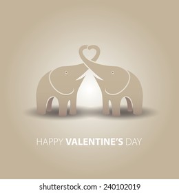 Couple of funny elephants in love