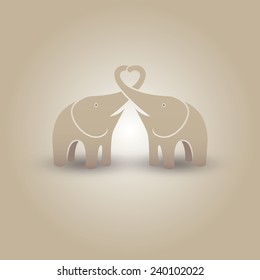 Couple of funny elephants in love