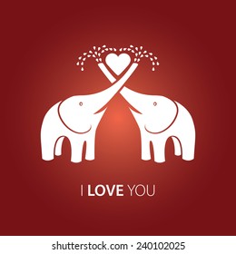 Couple of funny elephants in love