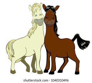 a couple of funny horses in love