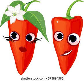 Couple of funny peppers. Personification of the gender symbols