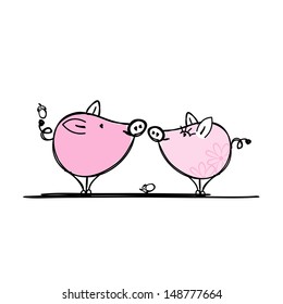 Couple of funny pigs for your design