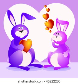 A couple of funny rabbits lovers, vector